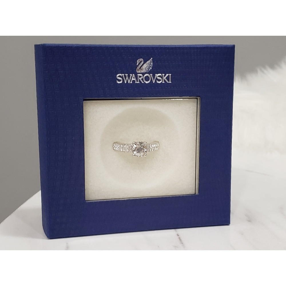 NEW SIZE 7 Swarovski SS Dazzle Ring Crystal Rhodium Plated Solitaire 991994